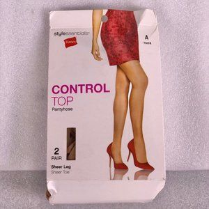 HANES Tan Control Top Sheer Pantyhose 2pck